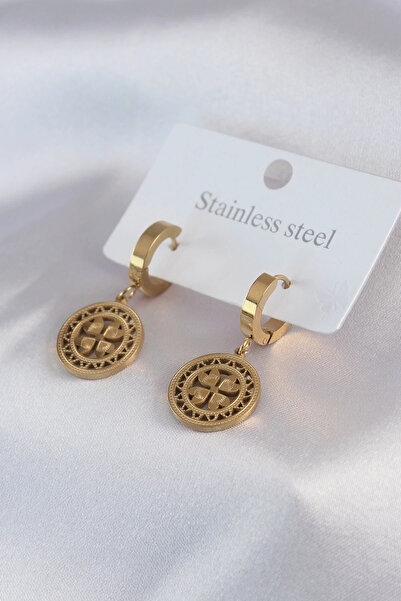 shopwave 316L الصلب لون الذهب نموذج القلب معالجة التفاصيل أقراط نسائية