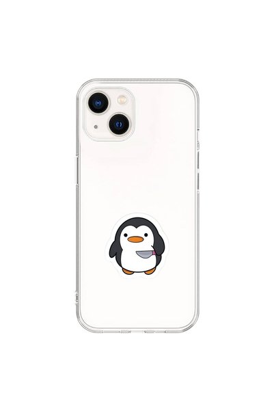 Dali Design حافظة شفافة متوافقة مع هاتف iPhone 13 Mini بتصميم Couple Penguin 2