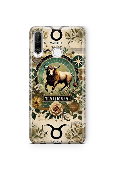 FLAMENKO Huawei P30 Lite Compatible Taurus Patterned Transparent Phone Case