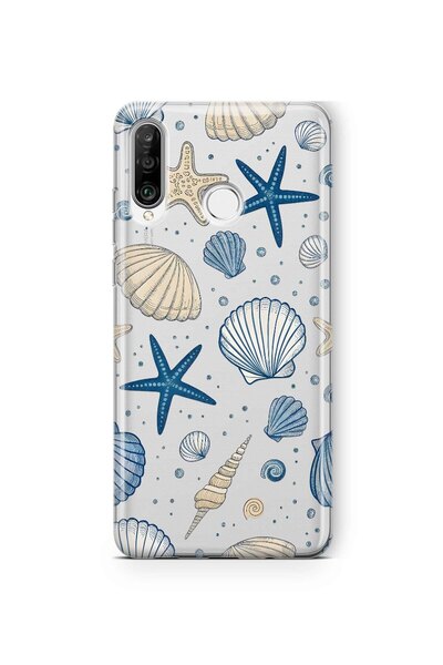 FLAMENKO حافظة هاتف شفافة متوافقة مع هاتف Huawei P30 Lite بنمط الصدف والنجوم