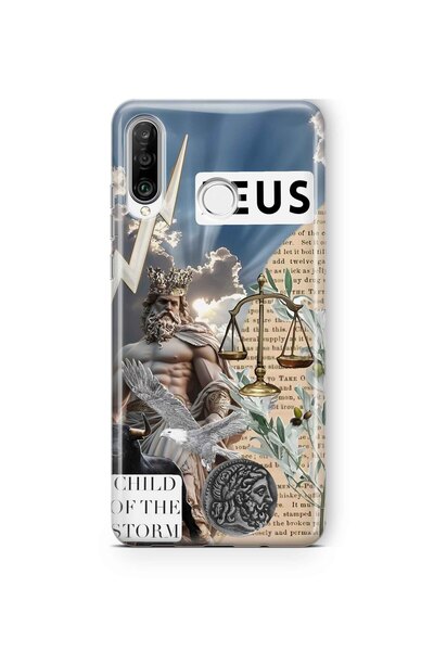 FLAMENKO حافظة هاتف شفافة بنمط زيوس متوافقة مع هاتف هواوي P30 لايت