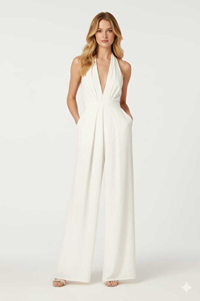 MF BUTİK Göğüs Dekolteli Kolsuz Abiye Tulum