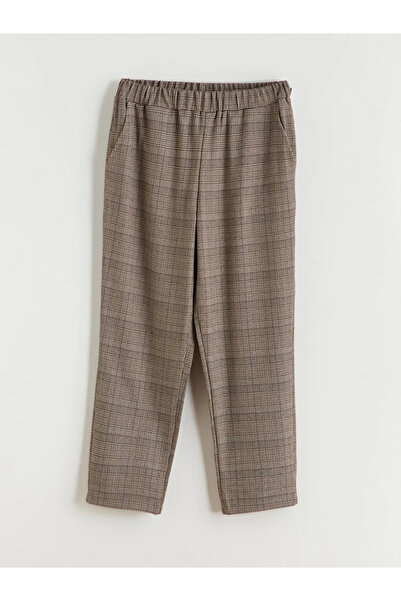 LC Waikiki Plaid Women's Trousers with Elastic Waist