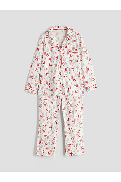 LC Waikiki Shirt Collar Christmas Themed Women's Pajamas Set