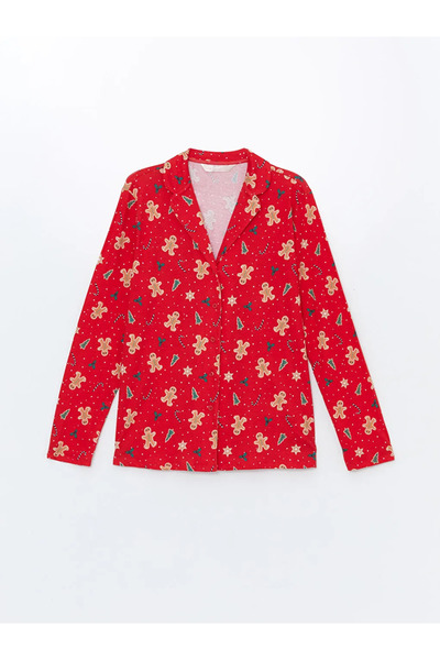 LC Waikiki Shirt Collar Christmas Themed Women's Pajamas Set