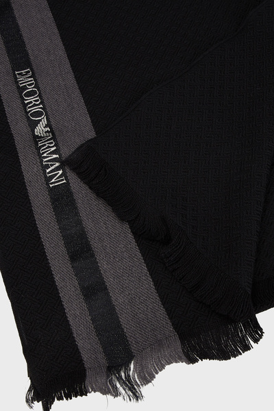 Emporio Armani Wool and Silk Blend with Logo 39X 190 cm Scarf Men's Scarf Em003846 Af20010 Uc001
