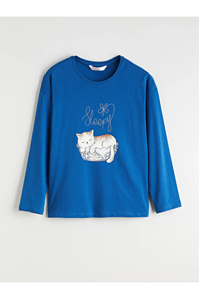 LC Waikiki Crew Neck Cat Printed Women's Pajama Set