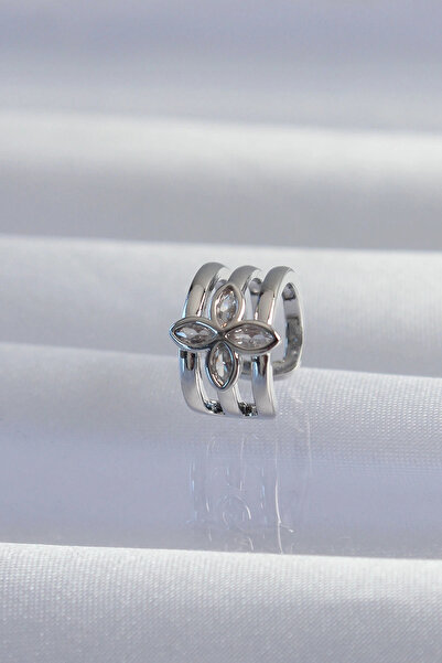 shopwave Brass Silver Color Clover Earcuff Earrings