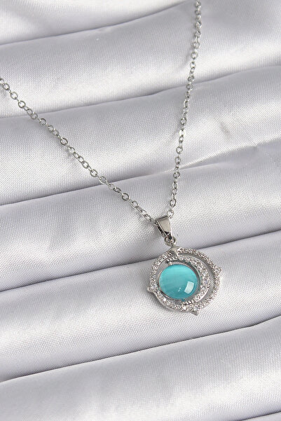 shopwave قلادة نسائية من الفولاذ 316L فضية اللون من Mi لؤلؤية على شكل هلال