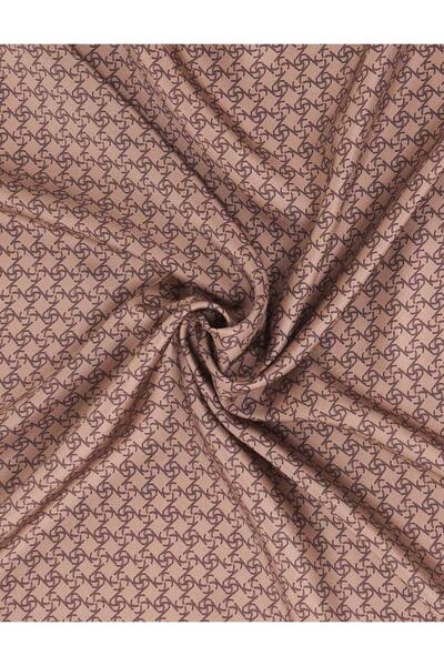 Kayra Monogram Detailed Geometric Pattern Silk Scarf Mink