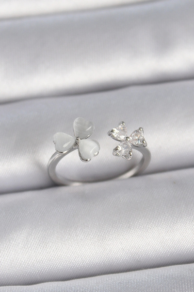 shopwave خاتم نسائي بنموذج قلب من المينا البيضاء مع حجر الزركون القابل للتعدي...