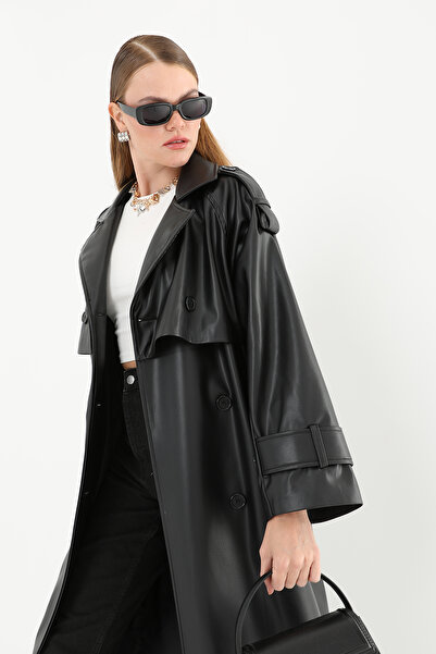 Modamorfo Women's Leather Long Trench - 32017Trc