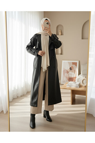 Modamorfo Women's Leather Long Trench - 32017Trc