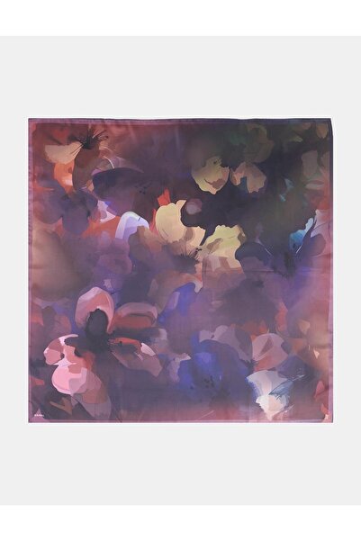 Kayra Αφηρημένο φουλάρι με σχέδιο λουλουδιών μωβ