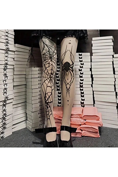 VEGAROKS Gothic Spider Web Design Imported Thin Pantyhose Stockings