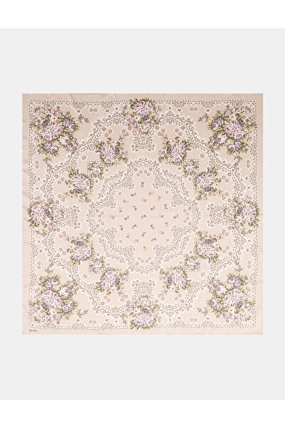 Kayra Ретро шал с розов мотив в зелено