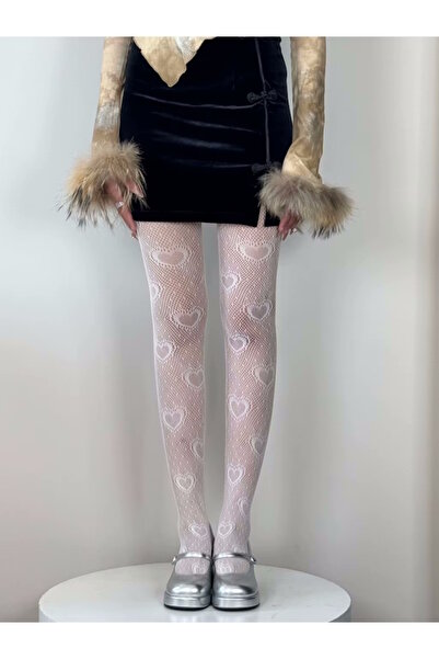 VEGAROKS Büyük Kalp Desenli İthal Külotlu Çorap