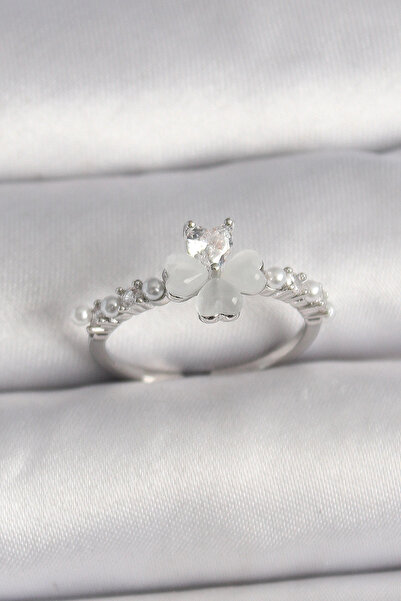 shopwave النحاس الفضة اللون الزركون حجر البرسيم نموذج اللؤلؤ التفاصيل حلقة قا...