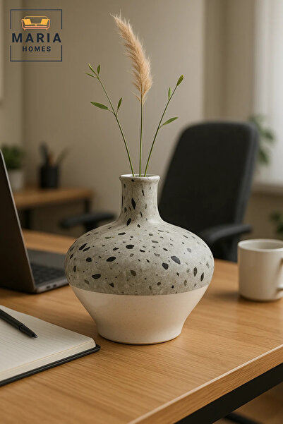 MARIA HOMES مزهرية سيراميك بنمط تيرازو - وعاء زهور دائري مزخرف حديث