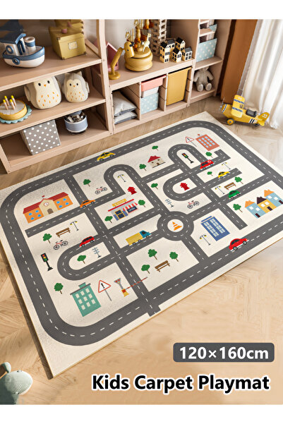 Generic Kids Carpet Playmat 120×160cm Baby Play Rug Road Traffic Play Mat Baby Crawling Mat Floor Mat