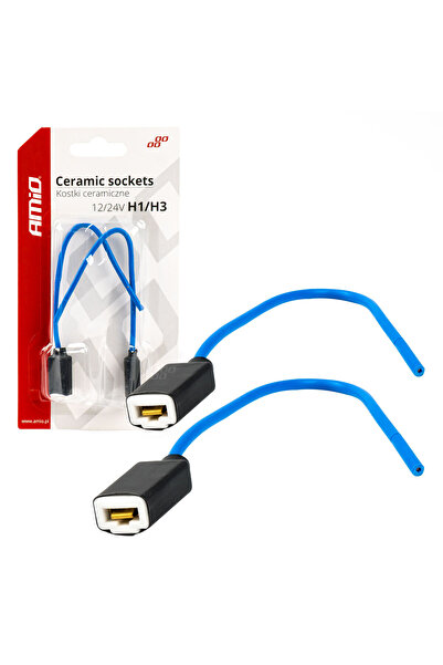 AMIO Set de 2 dopuri ceramice drepte, soclu H1, H3, rezistente la căldură
