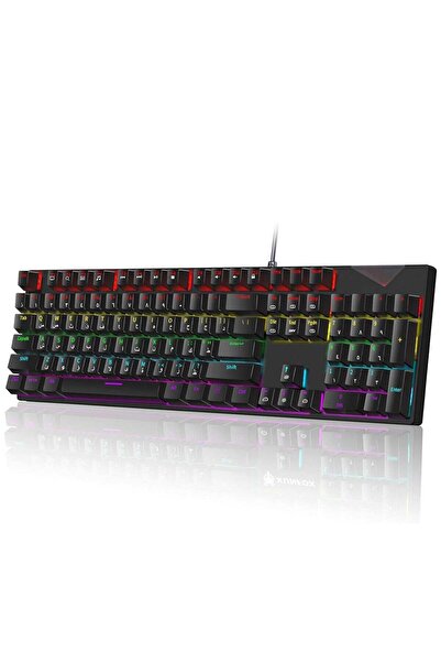 ALAMAREQ English Arabic Mechanical Gaming Keyboard with LED Backlit, 104 Keys USB E-sport Wired Keyboard