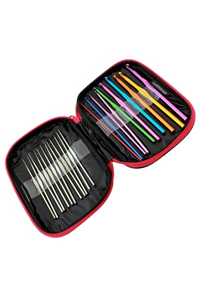 Avex Set de croșetat cu 50 de piese într-o cutie din piele, un cadou perfect pentru pasionații de croșetat sau broderie