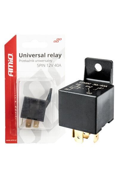 AMIO Releu auto universal cu 5 pini, tensiune 12V, 40A