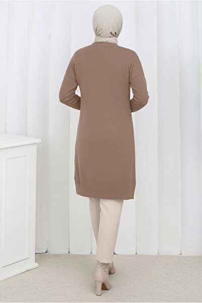 TRENDTESETTÜR Women's Mink Patterned Knitwear Cardigan t 3913