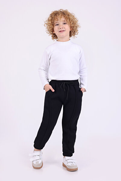 Lovexi Winter 3-Thread Fleece-Lined Sweatpants with Pockets for Boys and Girls, Black, Navy Blue, Gray (Set of 3)