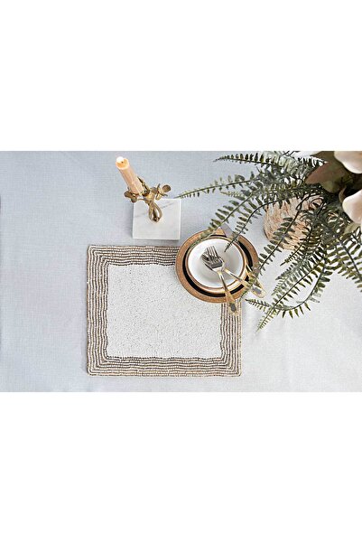 Home Sweet Home BONCUKLU AMERİKAN SERVİS - ALTIN & BEYAZ- 38*38 CM ( PM231998 )