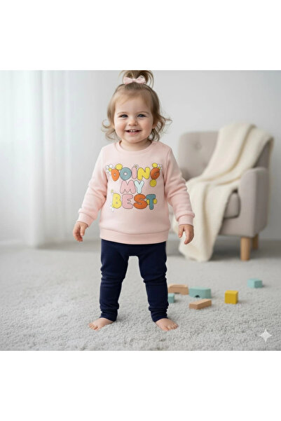 Poppy Baby Girl Printed Snap Fastener Top and Bottom Two-Piece Casual Set 6-1...