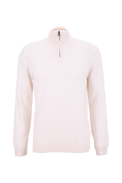 Fabrika Bato Yaka Basic Düz Ekru Erkek Kazak F5WM-KZK 2555