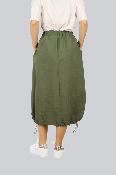 Ysatis Fusta de damă cu talie înaltă și elastică, confortabilă, cu vârf elastic, fustă kaki 2525.3000111-KHAKİ