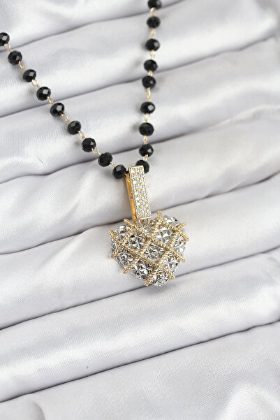 shopwave قلادة نسائية من الفولاذ 316L مع سلسلة كريستال على شكل قلب