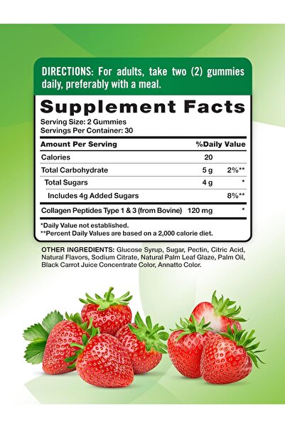 Nature's Truth Collagen Peptide Gummies for Women, 60 Count, Strawberry