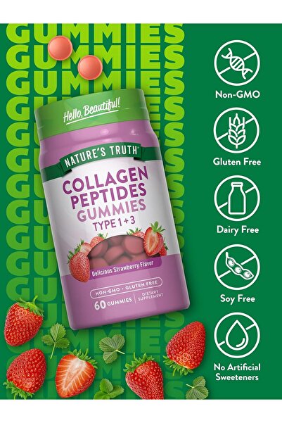Nature's Truth Collagen Peptide Gummies for Women, 60 Count, Strawberry