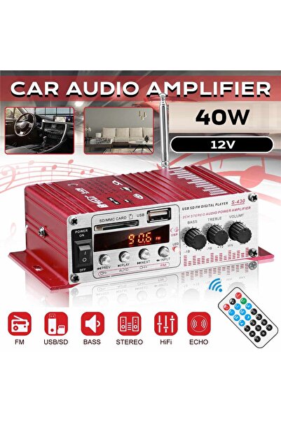 Avex MINI amplificator auto, stereo, 12V, 40 W, radio FM, citire USB sau card...