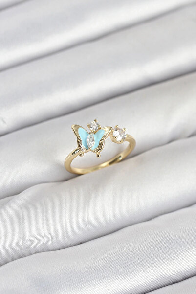 shopwave خاتم نسائي من النحاس الأصفر على شكل فراشة