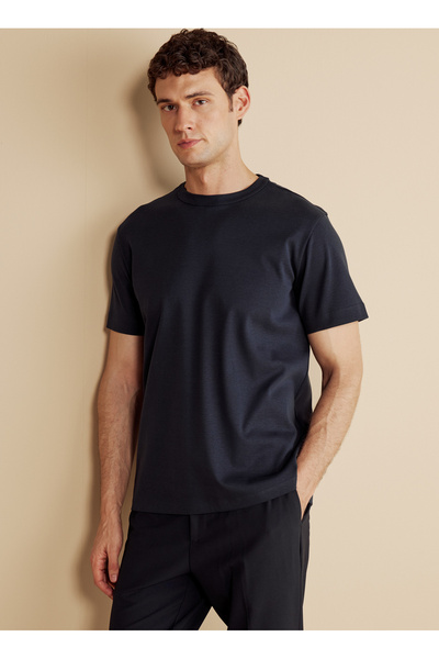 BROOKS BROTHERS Bisiklet Yaka Lacivert Erkek T-Shirt BBFW25MTS005