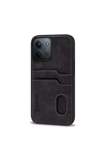 Zebana Xiaomi Redmi 15C Compatible Case Luxury Leather Case with Card Holder Black