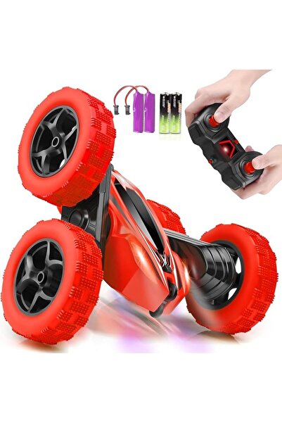 COOYA Remote Control Car 360°Rotating 4WD Double Sided with Headlights,for Boys Girls Kids Aged 6-12(Red)