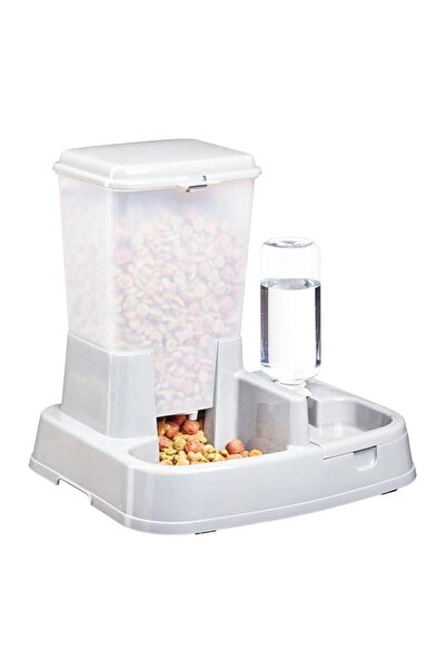 Avex Dozator de apă și hrană pentru animale, 2 în 1, culoare albă