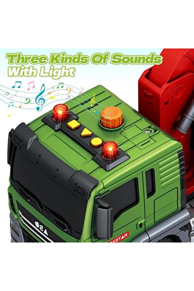 Tıfıl Toys 1:12 Scale Friction Powered Sound and Light Functional Toy Log Carrier Truck