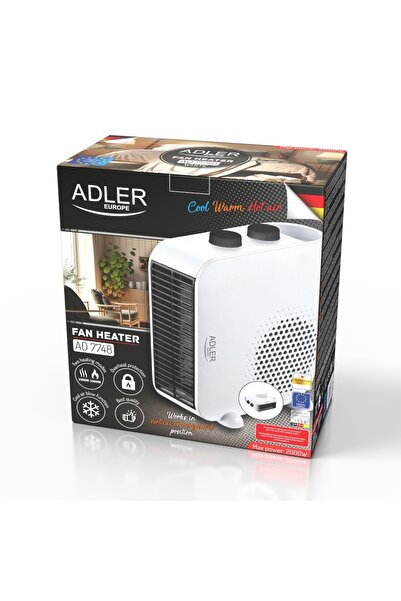 adler Aeroterma AD7748 2000W, 2 trepte caldura, ventilator, termostat, protectie supraincalzire, alb