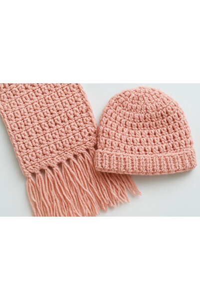 Yalçınoğlu Kids Hand Knitted Wool Children's Scarf Beanie Set |   2-6 Years Old |   Handmade Winter Set |   Warm Holder Winter Set I