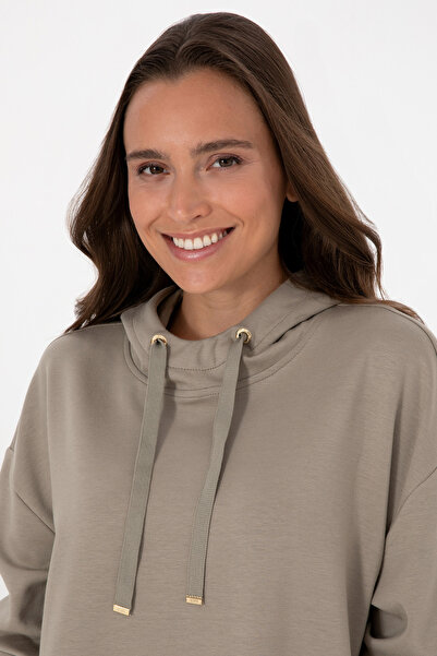 U.S. Polo Assn. Women's Light Khaki Modal Blend Hooded Sweatshirt 50313561-Vr183