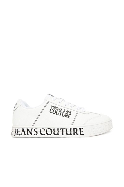 Versace Men's Fondo Court 88 Dis. Sk6 Sneaker with Base Text Logo - White
