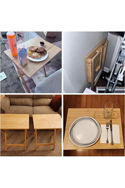 Yelajoy Fully Assembled Wooden TV Trays Set of 2, Folding TV Tray Tables, TV Dinner Tray for Eating