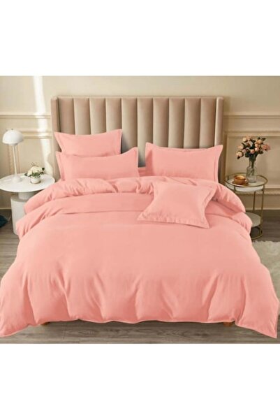RABY Double bed linen set, 6 pieces, finet cotton, fitted sheet 180x200, duvet cover 200x230, salmon
